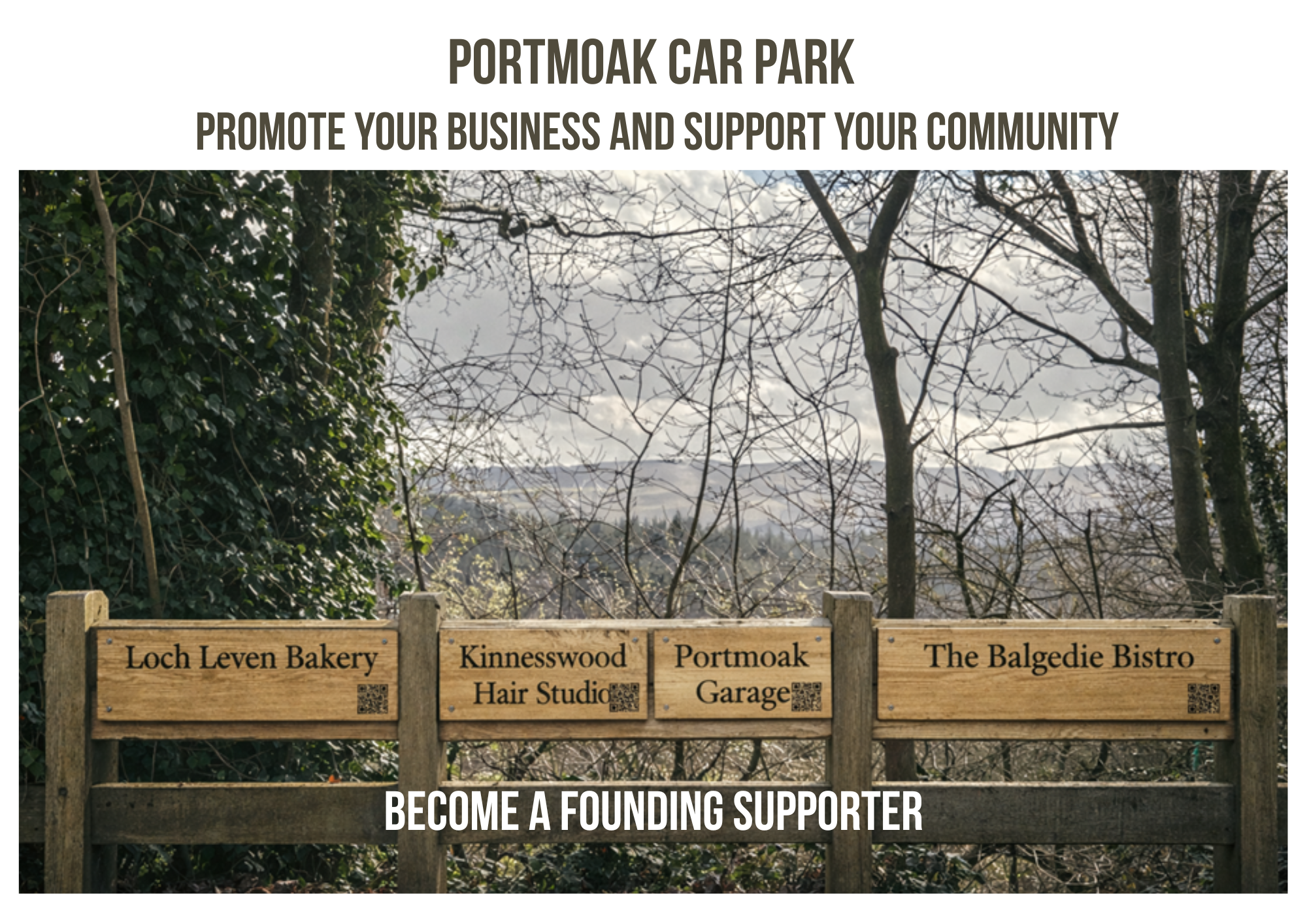 Wooden fence plaques with business names